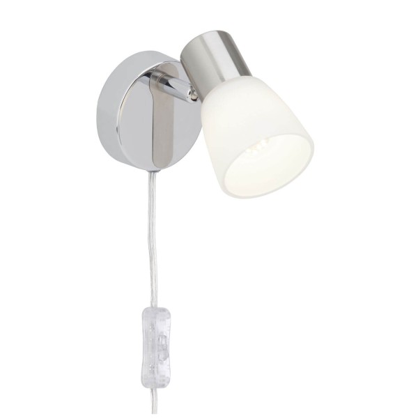 Brilliant Janna LED Wandspot mit Zuleitung und Schalter E14 40W/4W Warmweiß Eisen Chrom Weiß G46112/77