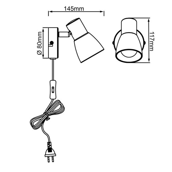 Brilliant Janna LED Wandspot mit Zuleitung und Schalter E14 40W/4W Warmweiß Eisen Chrom Weiß G46112/77