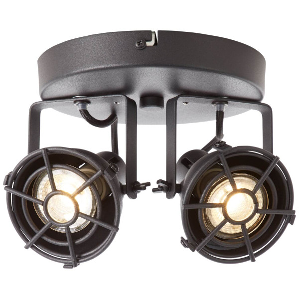 Brilliant Jesper LED Spotrondell, 2-flammig GU10 5W/4,5W Warmweiß Schwarz Korund G54324/86