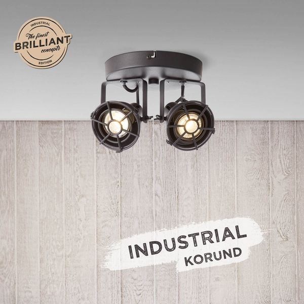 Brilliant Jesper LED Spotrondell, 2-flammig GU10 5W/4,5W Warmweiß Schwarz Korund G54324/86