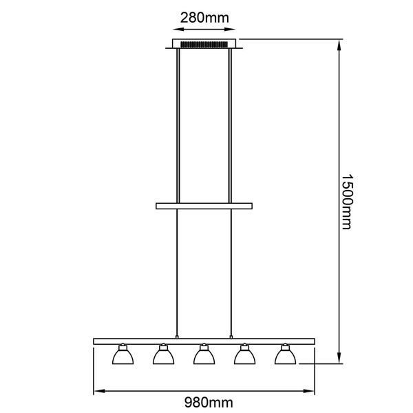 Brilliant Tonja LED Pendelleuchte, 5-fach 26W Warmweiß Chrom Weiß G70573/15