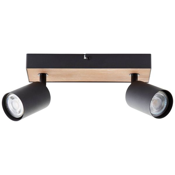 Brilliant Jello Wood LED Spotbalken, 2-fach GU10 10W/4,5W Warmweiß Schwarz Holz G93069/76