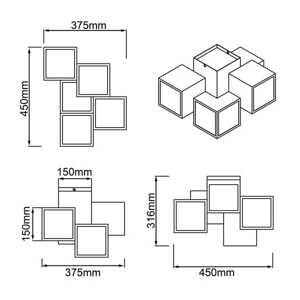 Brilliant Cubix LED Deckenleuchte, 5-flammig 38W Warmweiß Weiß G97179/05