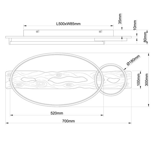 Brilliant Pirus LED Deckenleuchte 70x30cm 30W Warmweiß Schwarz Holz G99292/76