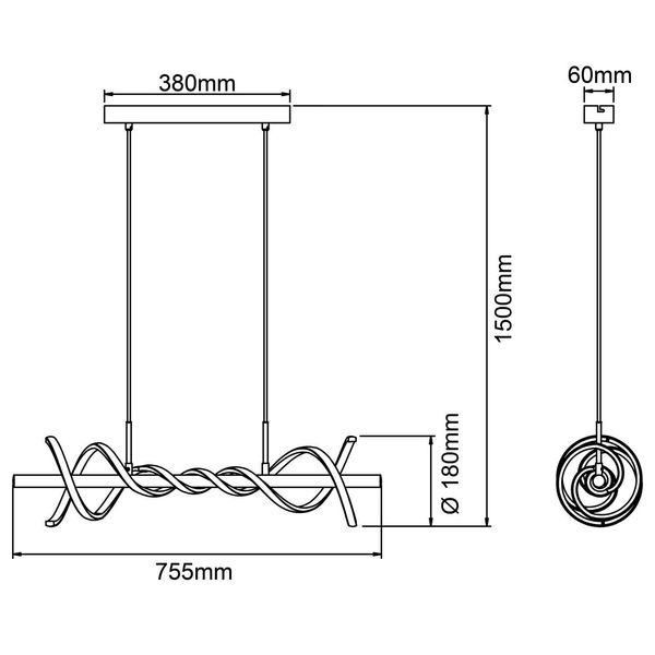 Brilliant Amalie LED Pendelleuchte 80cm 16W Warmweiß Schwarz Memory Funktion G99818/06