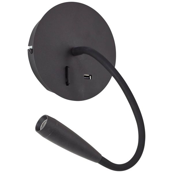 Brilliant Jutta LED Wandspot mit Flexarm und Schalter 2,8W Warmweiß Sand Schwarz USB G99946/76