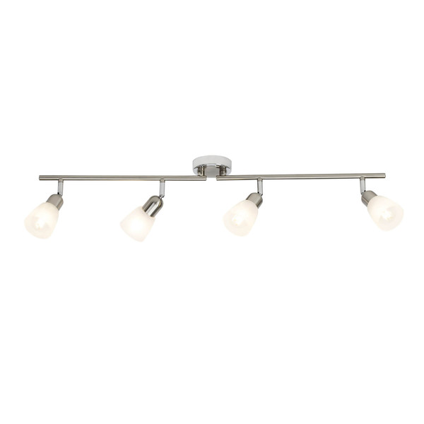 Brilliant Bethany LED Spotrohr, 4-flammig, drehbar E14 40W/4W Extra Warmweiss Eisen Chrom Weiß-Alabaster G55232/77