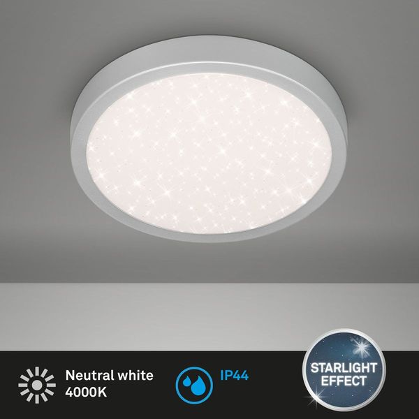 Briloner RUNA LED Aussendeckenleuchte Sternendekor 18,5W Silberfarbig IP44 Neutralweiss