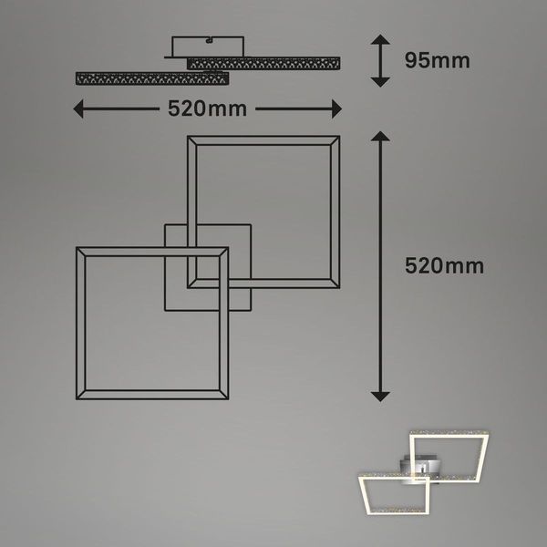 Briloner FRAME LED Deckenleuchte Sternendekor dimmbar 9W Alu-Chrom Warmweiss