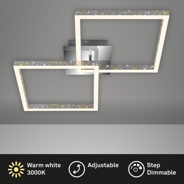 Briloner FRAME LED Deckenleuchte Sternendekor dimmbar 9W Alu-Chrom Warmweiss