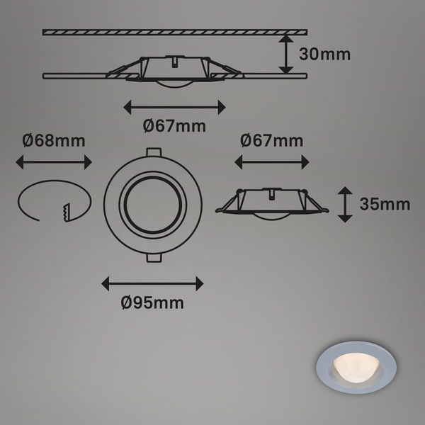 Briloner CARRO LED Einbauleuchten IP44 3-fach 3W Chrom-Matt IP44 Warmweiss