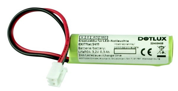 Dotlux 5411 Ersatzakku für LED-Notleuchte EXITflat (Art.Nr. 5406) Li-FePO4 18650 3.2V 1500mAh