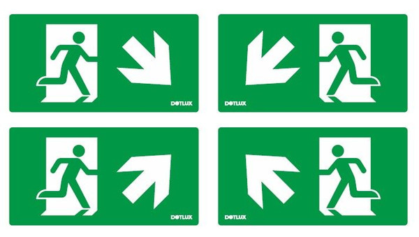 Dotlux 5412 Erweitertes Piktogrammset Pfeil Diagonal (4 Stück) für LED-Notleuchte EXIT (Artikel 5406)