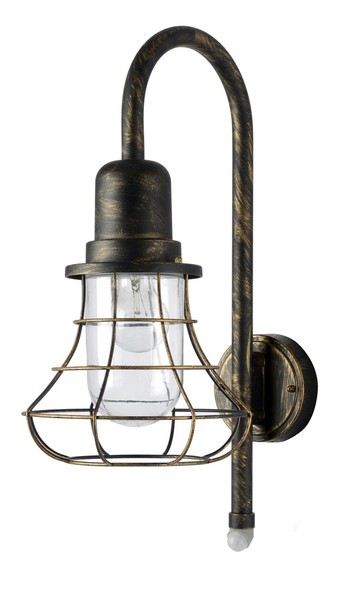 Eco-Light Bird Aussenwandleuchte E27 Bewegungsmelder IP44 Braun-Gold