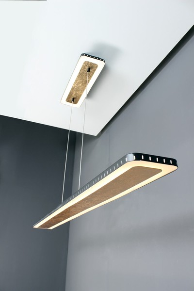 LUCE Design Solaris LED Pendelleuchte Warmweiss dimmbar 60W 3-Stufendimmer Gold, schwarz