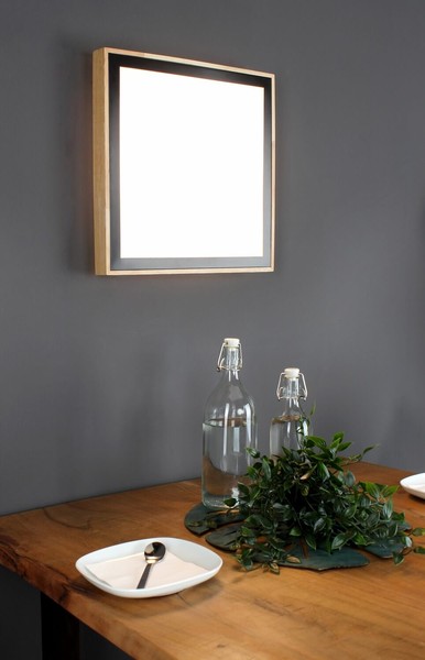 LUCE Design Solstar LED Wandleuchte Warmweiss eckig 24W Holzdekor schwarz