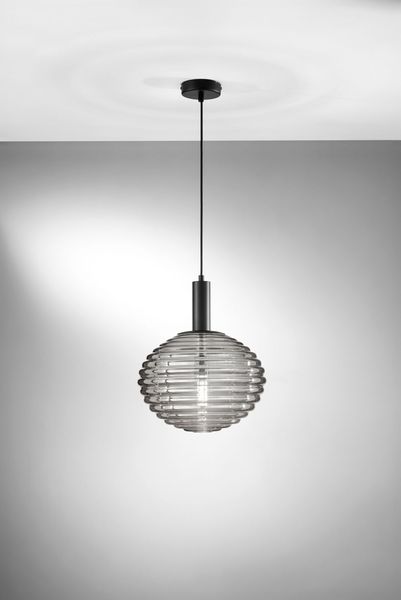 ECO-LIGHT Ripple Pendelleuchte E27 schwarz ⌀32cm