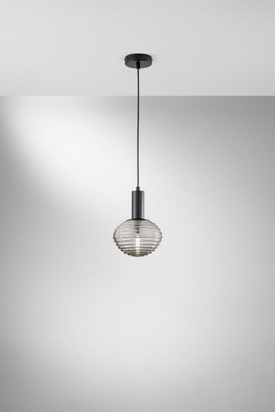 ECO-LIGHT Ripple Pendelleuchte E27 schwarz ⌀18cm