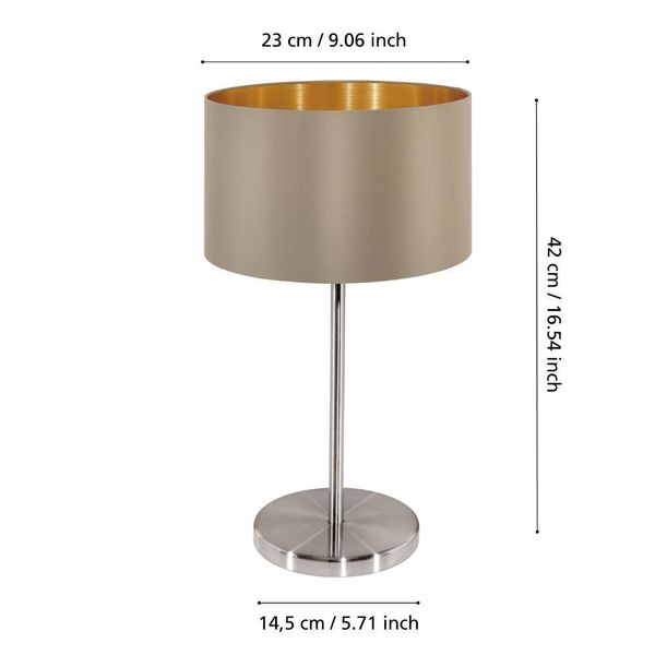 Eglo 31629 MASERLO E27 Tischleuchte Ø230mm Taupe Gold