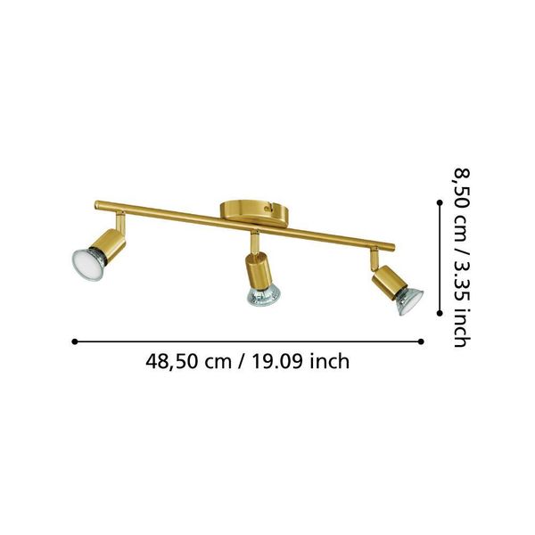 Eglo 33186 BUZZ-LED LED GU10 3-fach Spotleuchte 3x2,8W 485x65mm Messing-Gebürstet