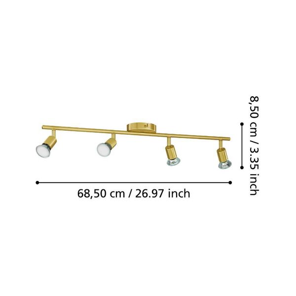 Eglo 33187 BUZZ-LED LED GU10 4-fach Spotleuchte 4x2,8W 685x65mm Messing-Gebürstet