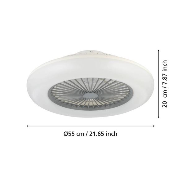 Eglo 35144 SAYULITA-L LED 3-fach Ventilator 3x12,6W Ø550mm Weiss Grau Milky steuerbare Lichtfarbe dimmbar