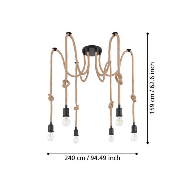 Eglo 43195 RAMPSIDE E27 6-fach Hängeleuchte Ø180mm Schwarz