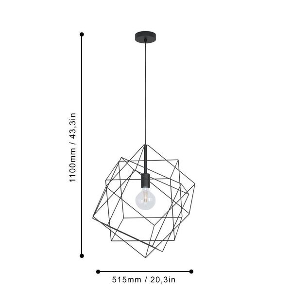 Eglo 43359 STRAITON E27 Hängeleuchte Ø515mm Schwarz