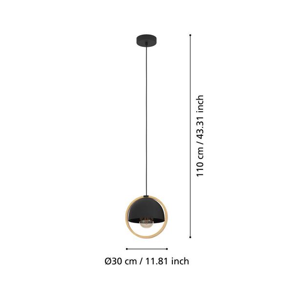 Eglo 43755 CALLOW E27 Hängeleuchte Ø230mm Schwarz Braun