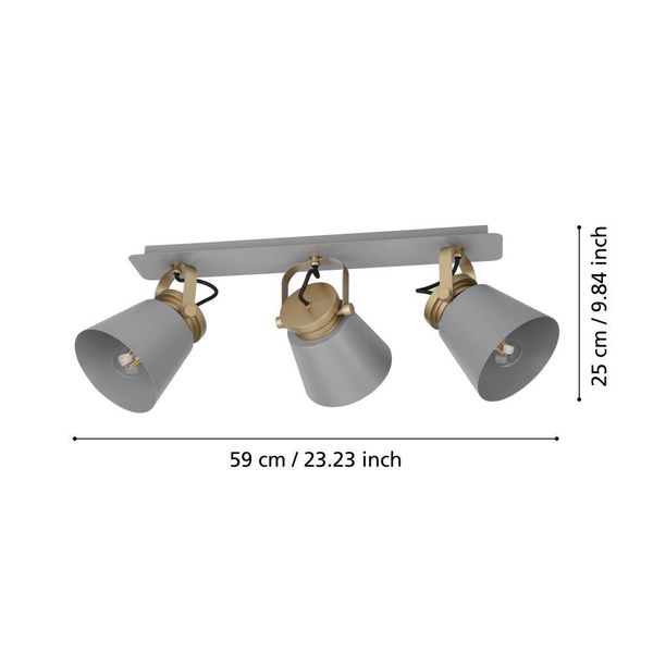 Eglo 43837 TWICKEN E27 3-fach Deckenleuchte 590x205mm Grau Gold