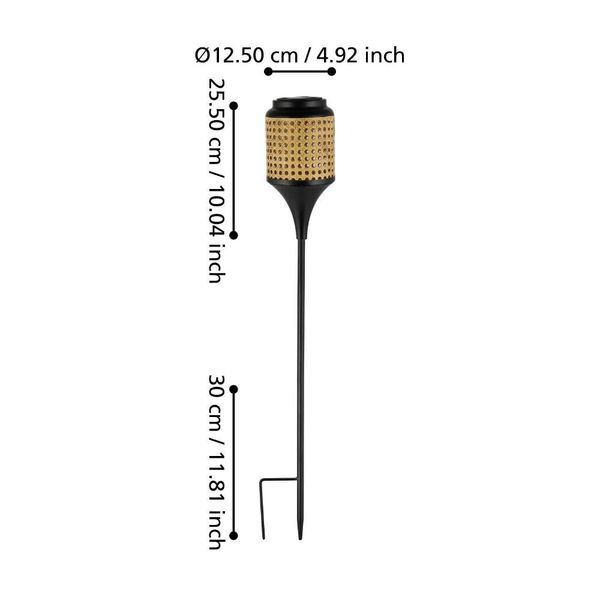 Eglo 48978 Z_SOLAR LED Außen-Gartenleuchte 1x0,06W Ø125mm Schwarz Braun warmweiss IP44