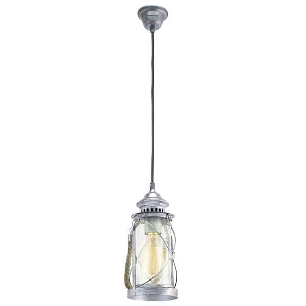 Eglo 49214 Bradford Hängeleuchte E27 Stahl silber-antik