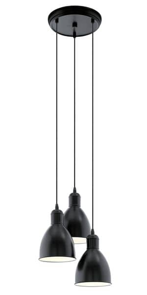 Eglo 49465 Priddy Hängeleuchte 3XE27 Stahl schwarz weiss