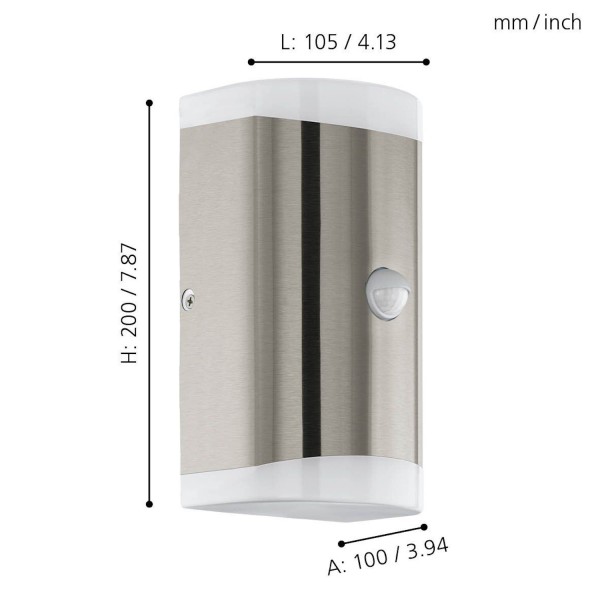 Eglo 75544 CARPINERA LED Außen-Wandleuchte 2X4,6W Sensor Edelstahl Warmweiss IP44