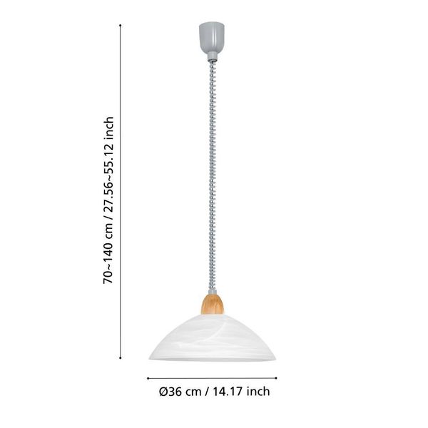 Eglo 87009 LORD 2 E27 Hängeleuchte Ø360mm Silber Buche Weiss höhenverstellbar