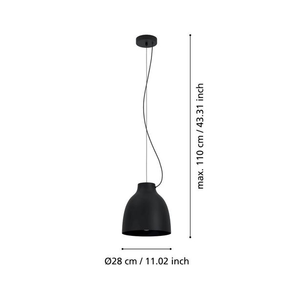 Eglo 900158 CAMASCA E27 Hängeleuchte Ø280mm Schwarz höhenverstellbar