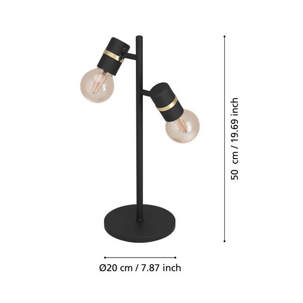 Eglo 900178 LURONE E27 2-fach Tischleuchte 205x50mm Schwarz Messing