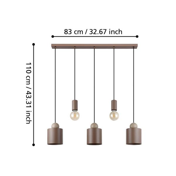 Eglo 900346 GAZZOLA E27 5-fach Hängeleuchte 910x150mm Mokka Sandfarben