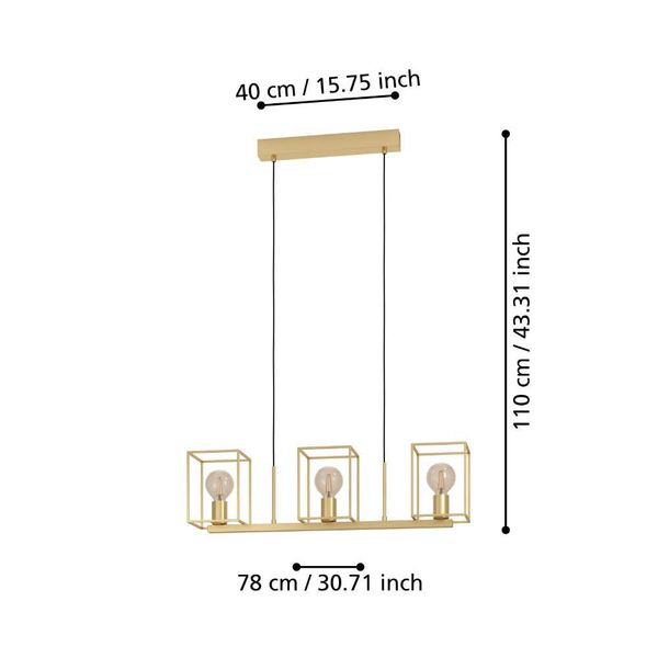 Eglo 900399 CUMIOLE E27 3-fach Hängeleuchte 780x150mm Goldfarben