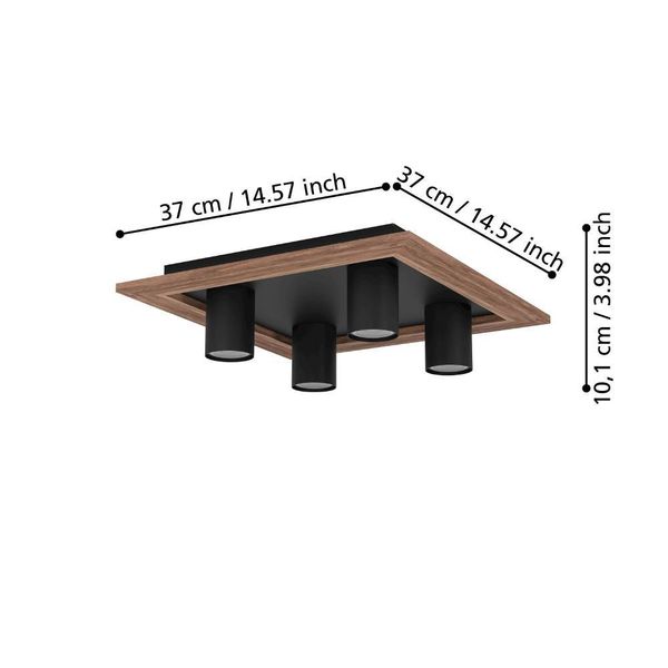 Eglo 900435 VALCASOTTO 1 LED GU10 4-fach Deckenleuchte 4x4,5W 370x370mm Schwarz Braun