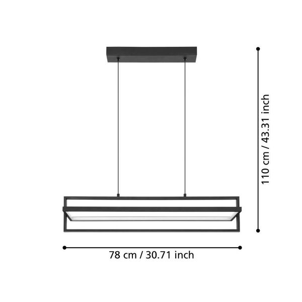 Eglo 900466 SIBERIA LED Hängeleuchte 34W 780x160mm Schwarz Weiss steuerbare Lichtfarbe dimmbar