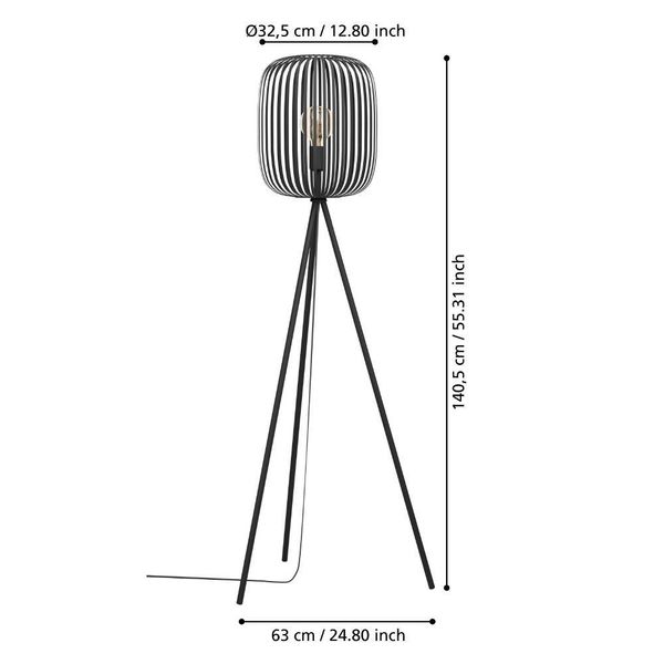 Eglo 900522 ROMAZZINA E27 Stehleuchte Ø325mm Schwarz