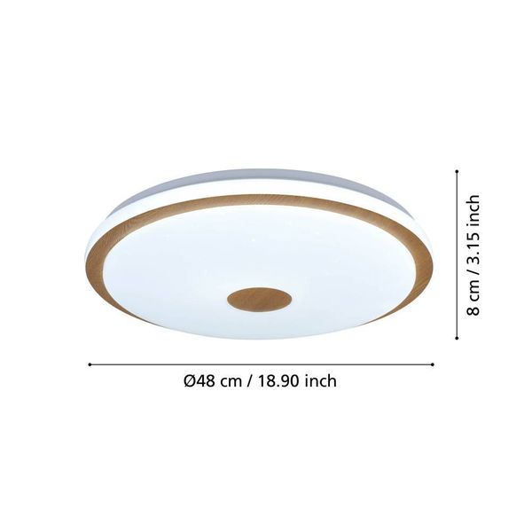 Eglo 900599 LANCIANO 1 LED Deckenleuchte 35W Ø480mm Weiss Braun Weiss Fernbedienung steuerbare Lichtfarbe dimmbar