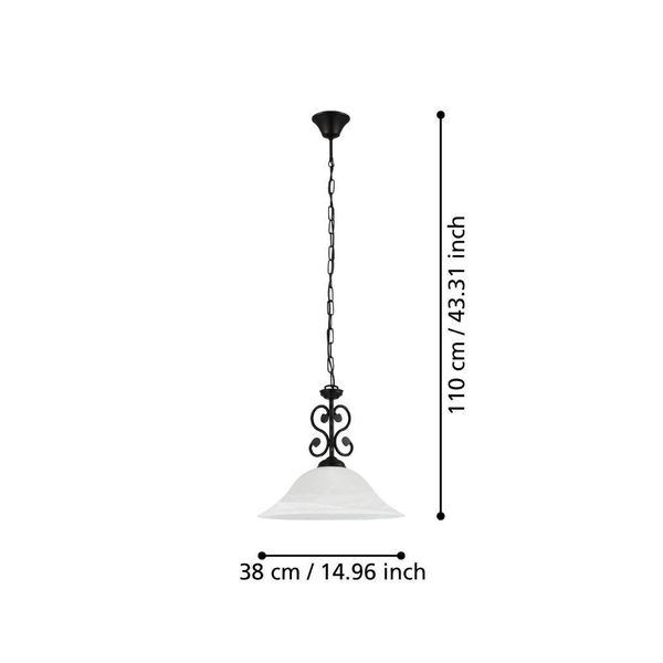 Eglo 91002 MURCIA E27 Hängeleuchte Ø380mm Schwarz Weiss