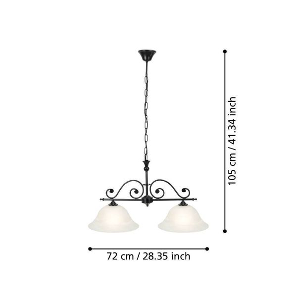 Eglo 91004 MURCIA E27 2-fach Hängeleuchte Schwarz Weiss
