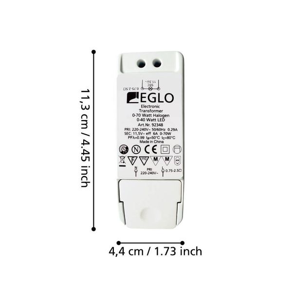 Eglo 92348 ELEKTR.TRAFO - Zubehör 113x44mm Weiss dimmbar