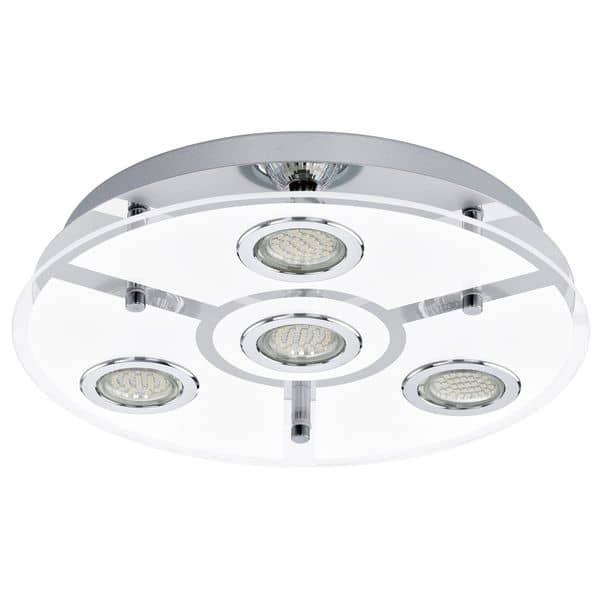 Eglo 93107 Cabo LED Deckenleuchte 4x3W Edelstahl chrom weiss klar
