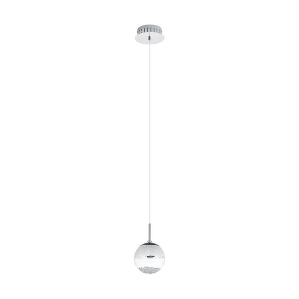 Eglo 93708 MONTEFIO 1 LED Hängeleuchte 1x5W Ø140mm Chrom Weiss Klar warmweiss