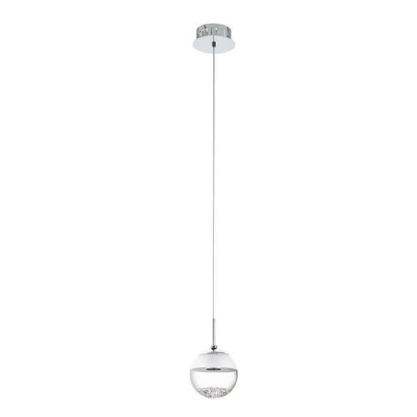 Eglo 93708 MONTEFIO 1 LED Hängeleuchte 1x5W Ø140mm Chrom Weiss Klar warmweiss