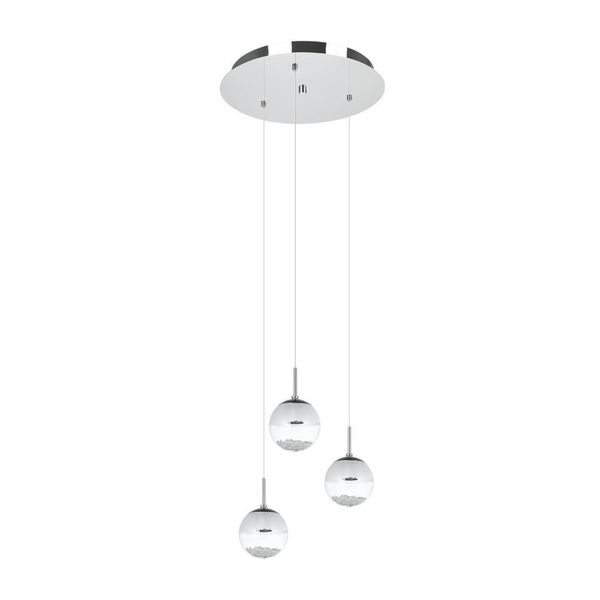 Eglo 93709 MONTEFIO 1 LED 3-fach Hängeleuchte 3x5W Ø400mm Chrom Weiss Klar warmweiss